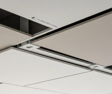 Fire-rated suspended ceiling installation highlighting safety features
