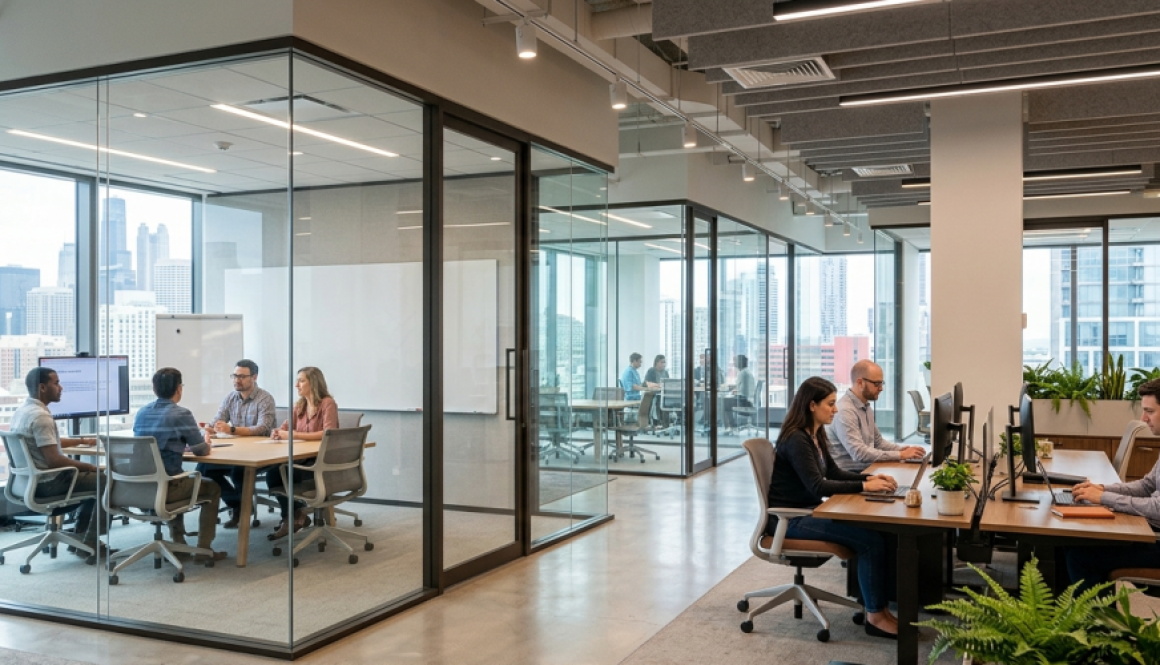 glass office partitions meeting room South Wales commercial fit out